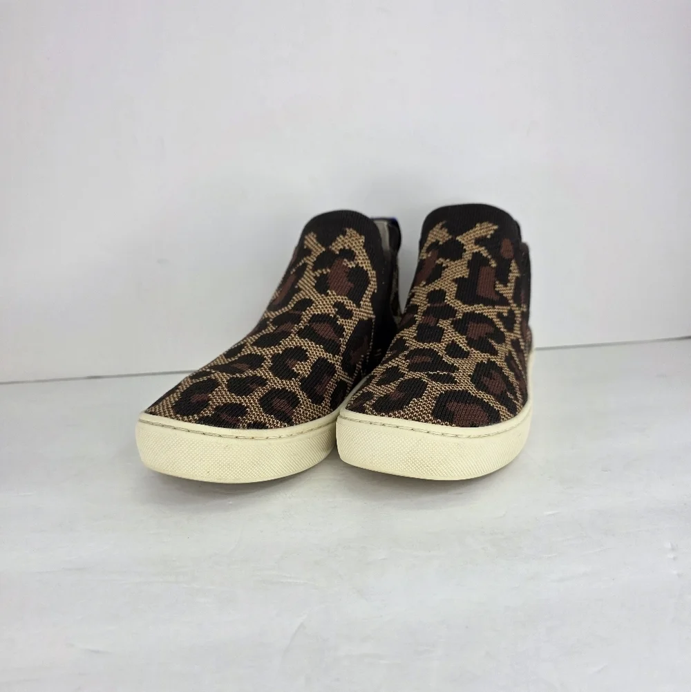 Rothy's The Chelsea Wildcat Ankle Boot Sneakers‎ Pull On Leopard Print Size 5